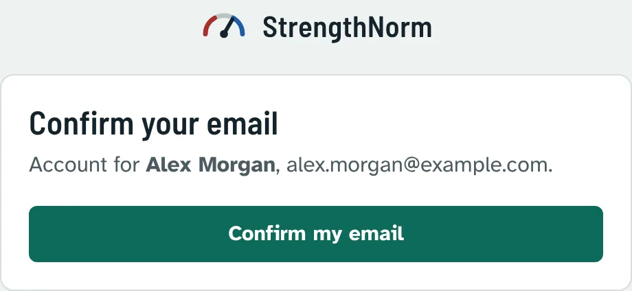 Confirm your email page with the Confirm my email button
